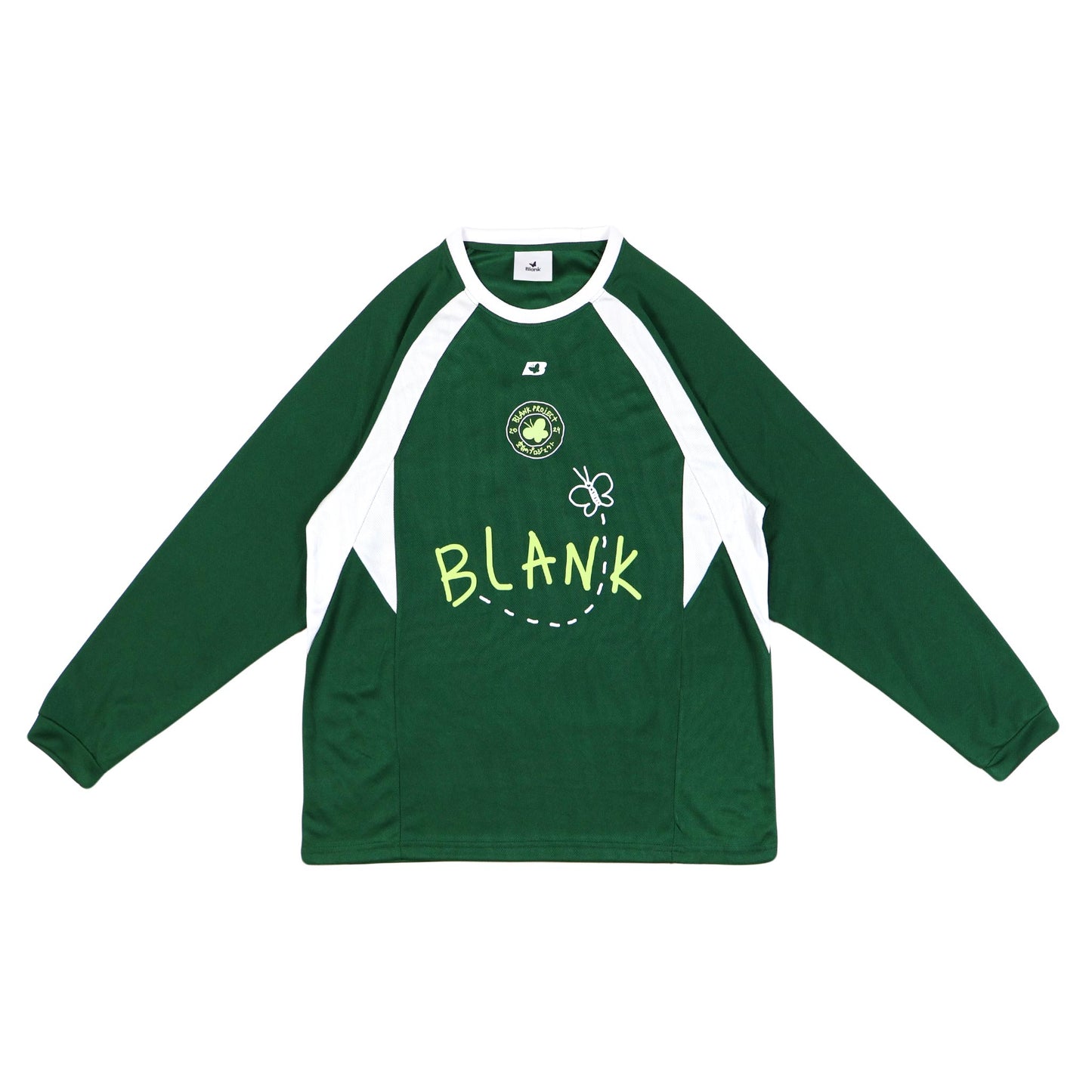 Blank Project Hand Drawn Flower Football Shirt in green color