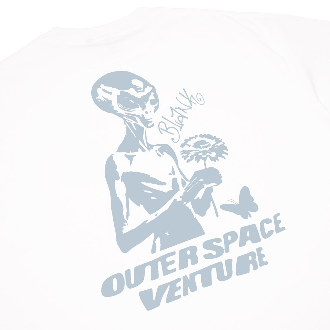 Blank Project alien with flower and butterfly graphic short sleeve t-shirt in white color