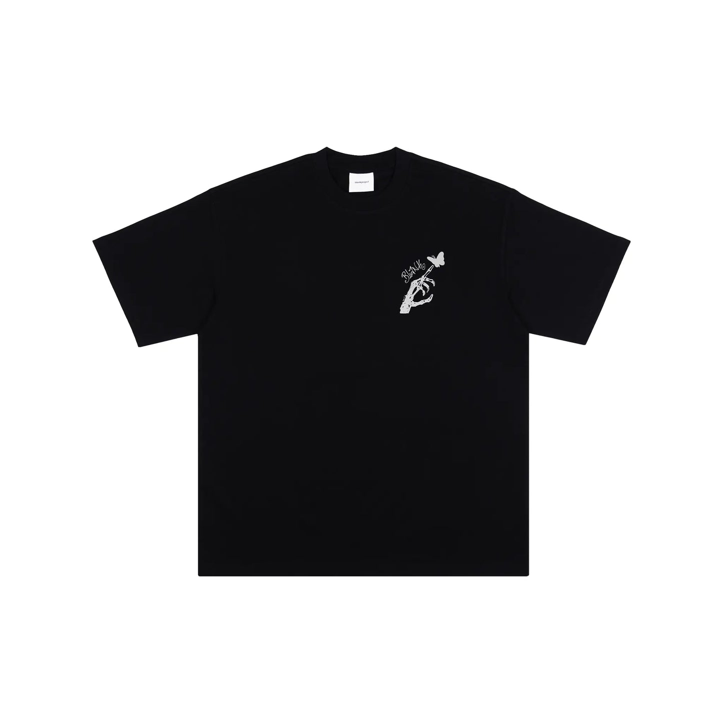 Blank Project Skeleton Hand with Butterfly Graphic Short Sleeve T-Shirt