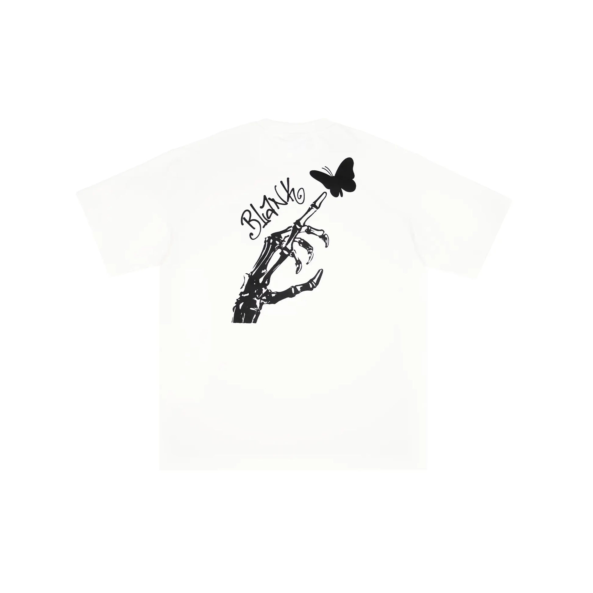 Blank Project Skeleton Hand with Butterfly Graphic Short Sleeve T-Shirt