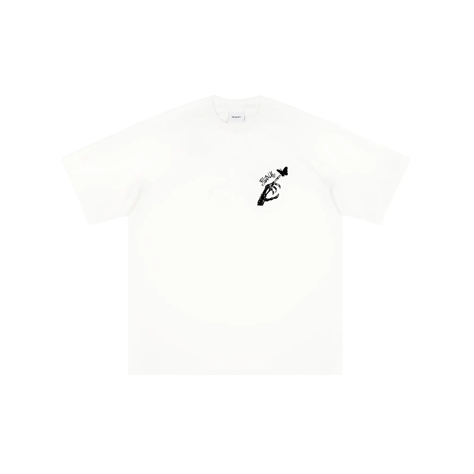 Blank Project Skeleton Hand with Butterfly Graphic Short Sleeve T-Shirt