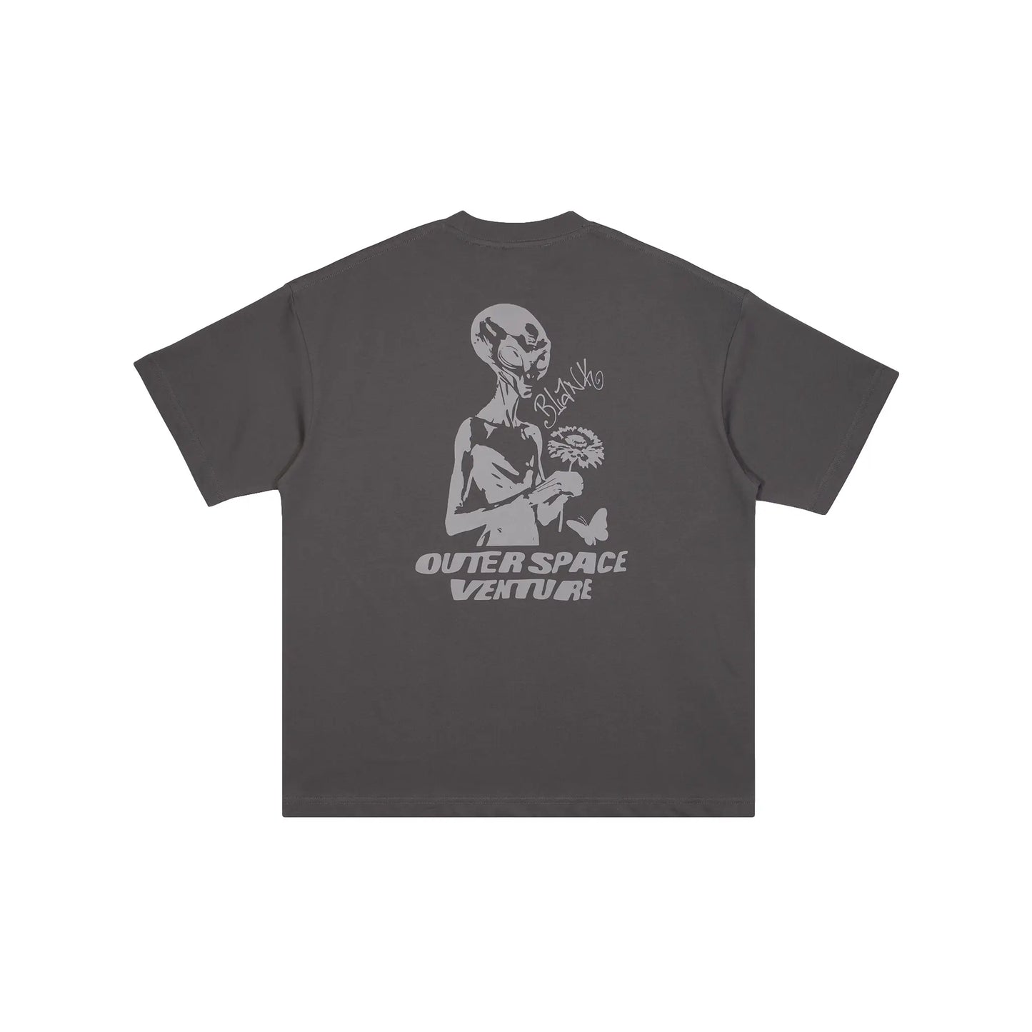 Blank Project alien with flower and butterfly graphic short sleeve t-shirt